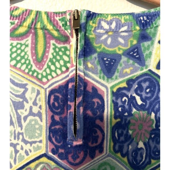 Talbots Petites Womens Colorful Patterned Sweater 1XP Back Zipper Drop Shoulder - Picture 8 of 9